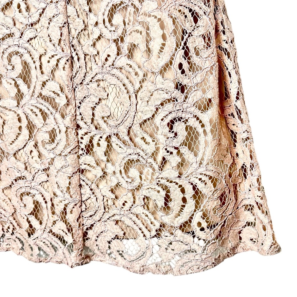 Adrianna Papell Lace Cocktail Dress Blush Beige Romantic Coquette Sleeveless 6 - Picture 6 of 16